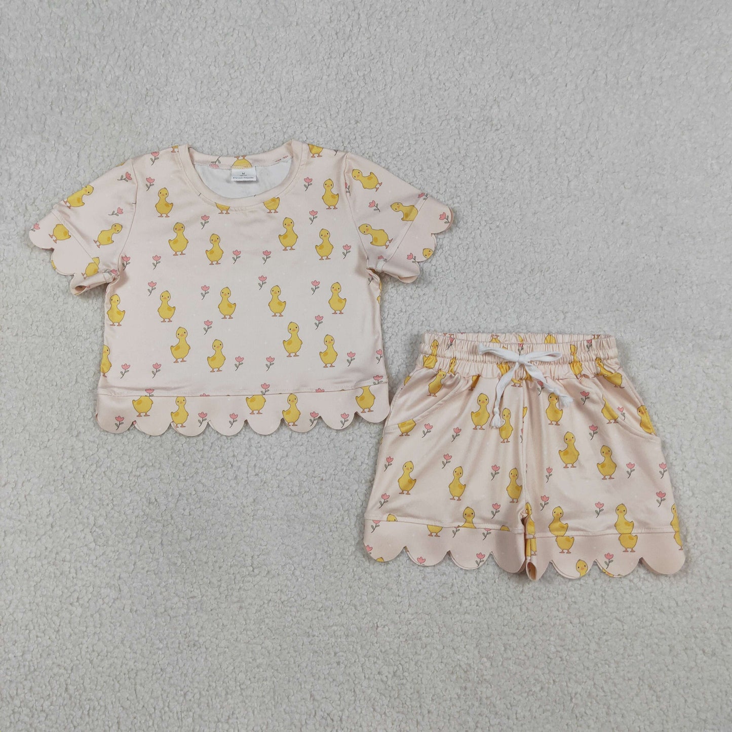 GSSO3281 Flower Chick Orange Pink Short Sleeve Shorts Girls Sets 202603 RTS