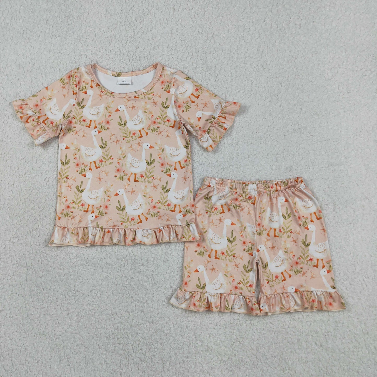 GSSO3329 Goose Flower Leaf Ruffle Short Shorts Girls Sets 202604 RTS