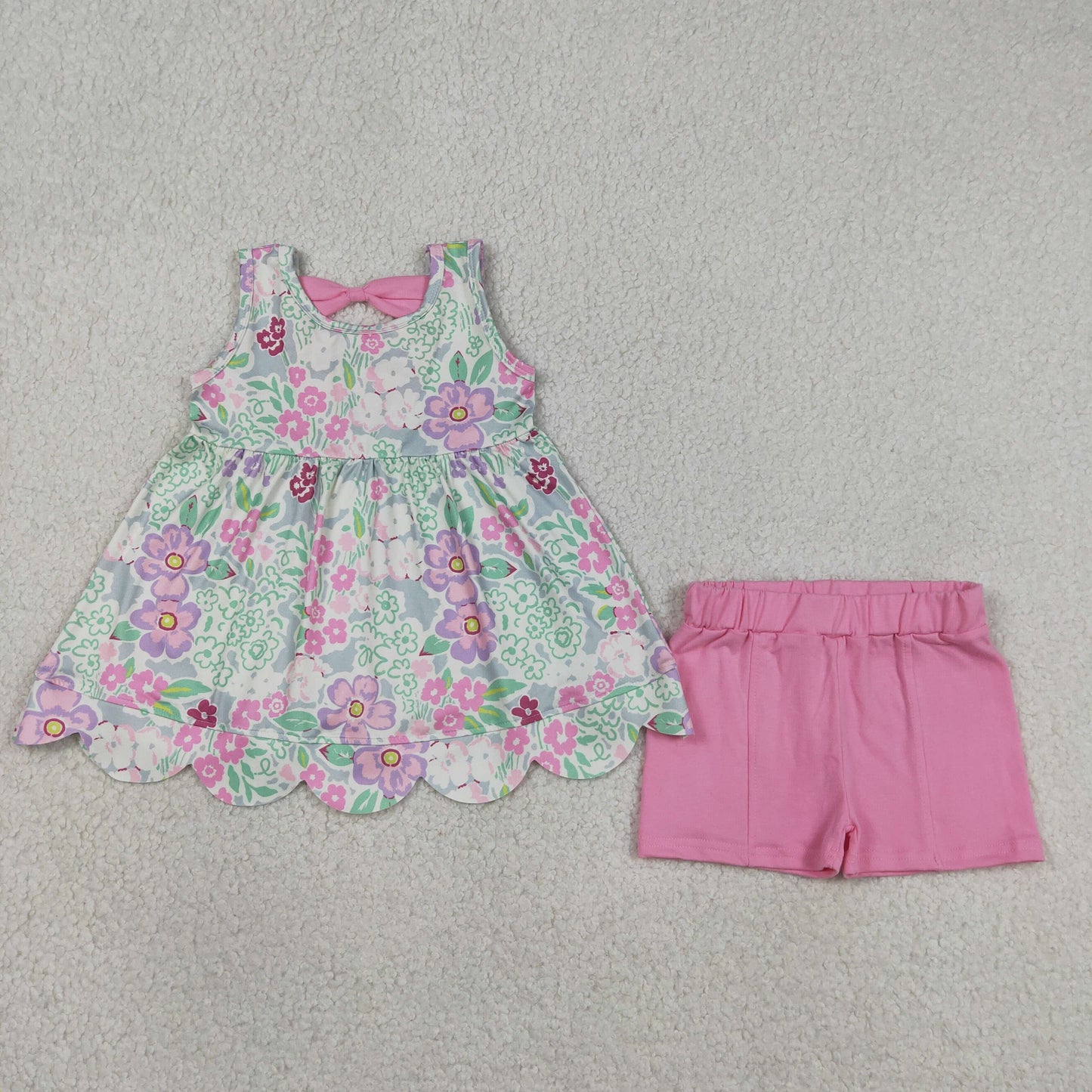 GSSO3385 Flower Leaf Sleeveless Shorts Girls Sets 202605 RTS