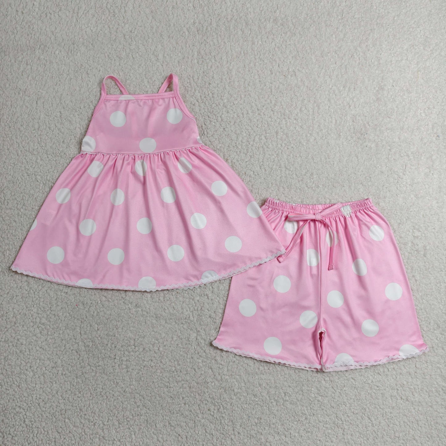 GSSO3417 Dots Pink Halter Shorts Girls Sets 202606 RTS