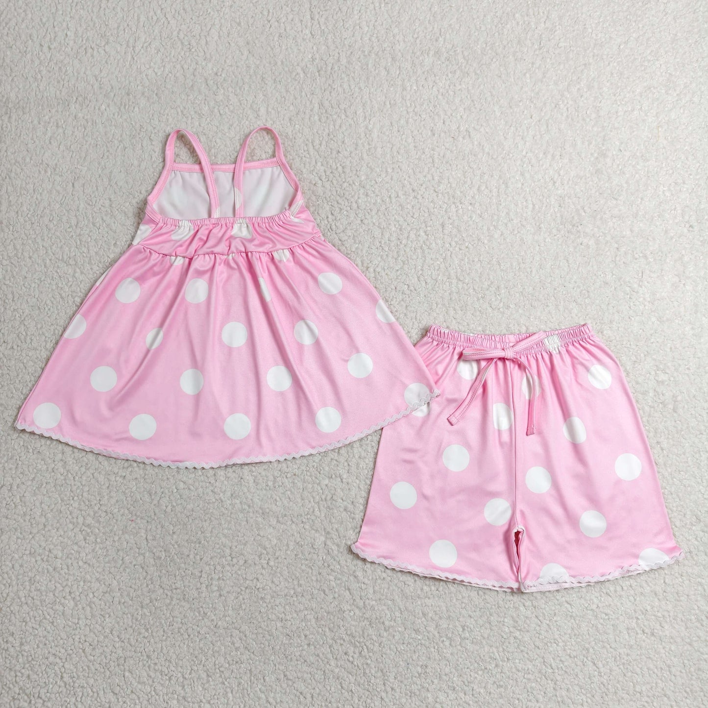 GSSO3417 Dots Pink Halter Shorts Girls Sets 202606 RTS