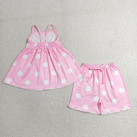 GSSO3417 Dots Pink Halter Shorts Girls Sets 202606 RTS