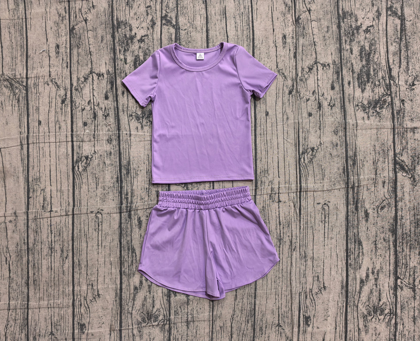 NO MOQ Preorder GSSO3769 Solid Purple Short Sleeve Shorts Girls Yoga Sets 202605