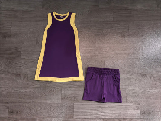 NO MOQ Preorder GSSO3844 Yellow Purple Sleeveless Shorts Girls Sets 202608