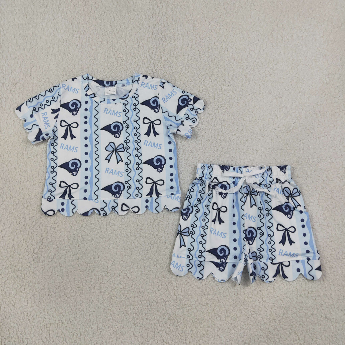 GSSO3853 School Team Scallop Edge Girls Shorts Set