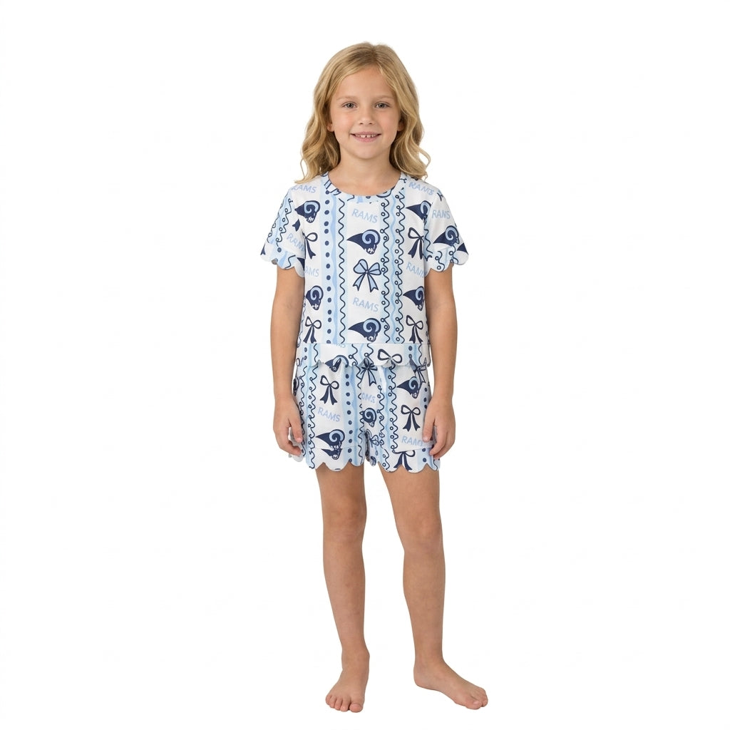 GSSO3853 School Team Scallop Edge Girls Shorts Set