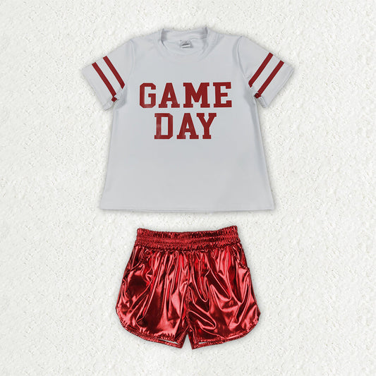 GSSO3870 Vinyl GAME DAY Red Leather Girls Shorts Set