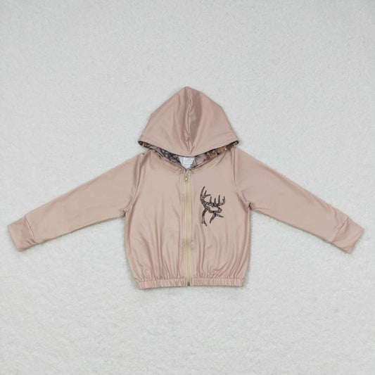 GT0334 Girls Boutique Elk Brown Zip-Up Hooded Long Sleeve Top RTS Free Shipping Over 2KG