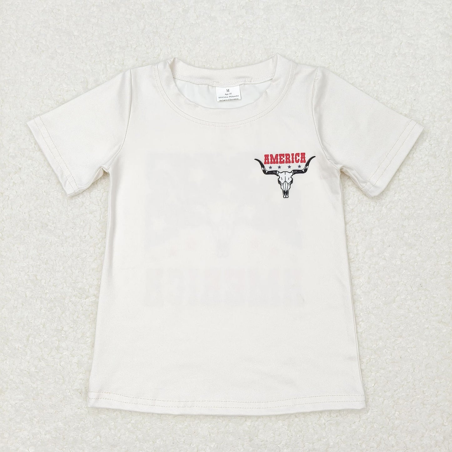 GT0465 america Star Alpine bull head beige short sleeve top children gym clothing