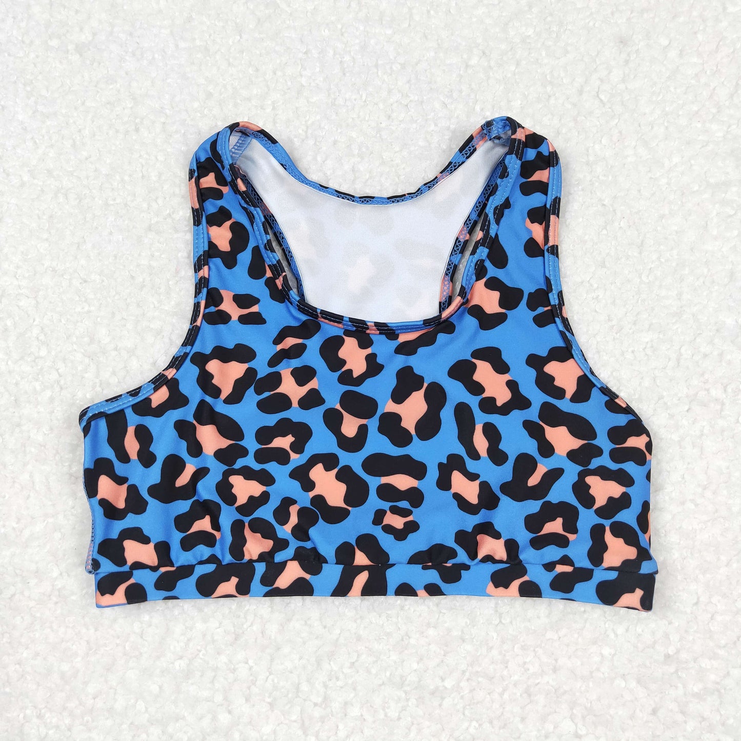 GT0517 Blue orange leopard print sleeveless top high quality children boutique clothing