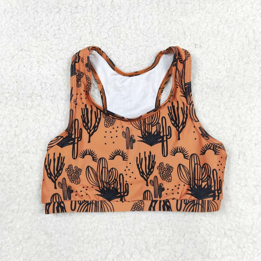 GT0518 Cactus brown sleeveless top high quality wholesale kids clothing summer
