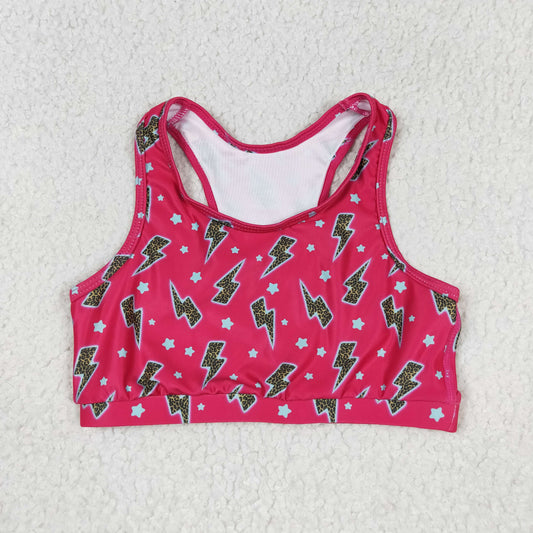 GT0519 Star Lightning rose red sleeveless top high quality wholesale organic kids clothing