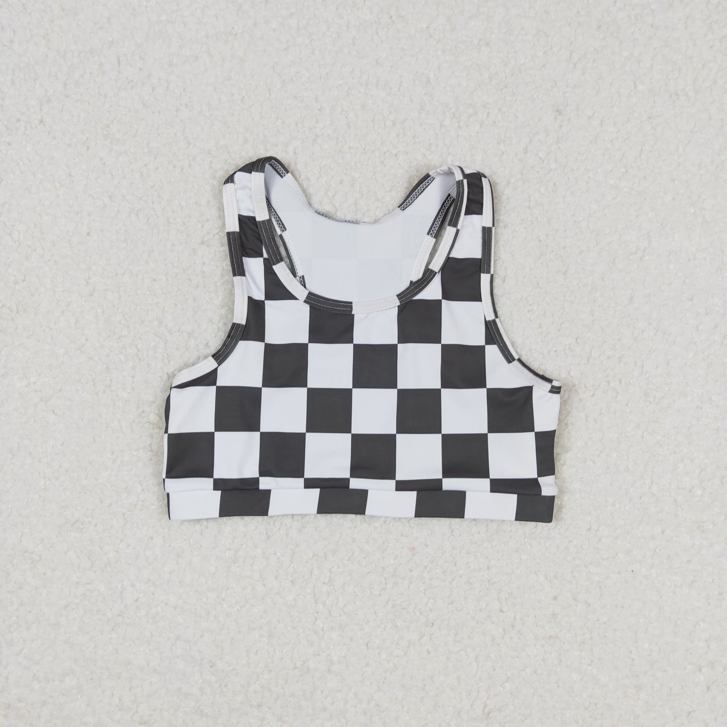 GT0522 Black and white plaid sleeveless top high quality children clothing china