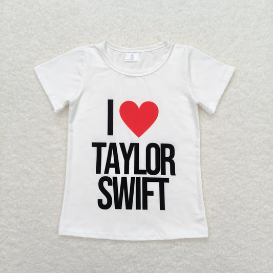 GT0551 l love taylor White short sleeved top high quality children clothing manufacture in china