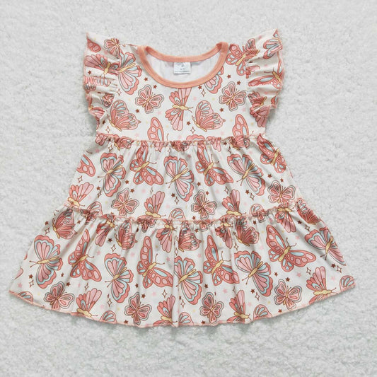 GT0558 Butterflies Orange Flying Sleeve Top Girls T-shirts RTS 202508