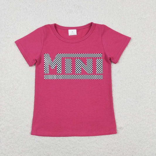 GT0573 Offset mini rose red short-sleeved top children clothing manufacture in china