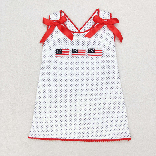 GT0599 Embroidered flag polka dot white sleeveless top baby clothes boys 0-3 month