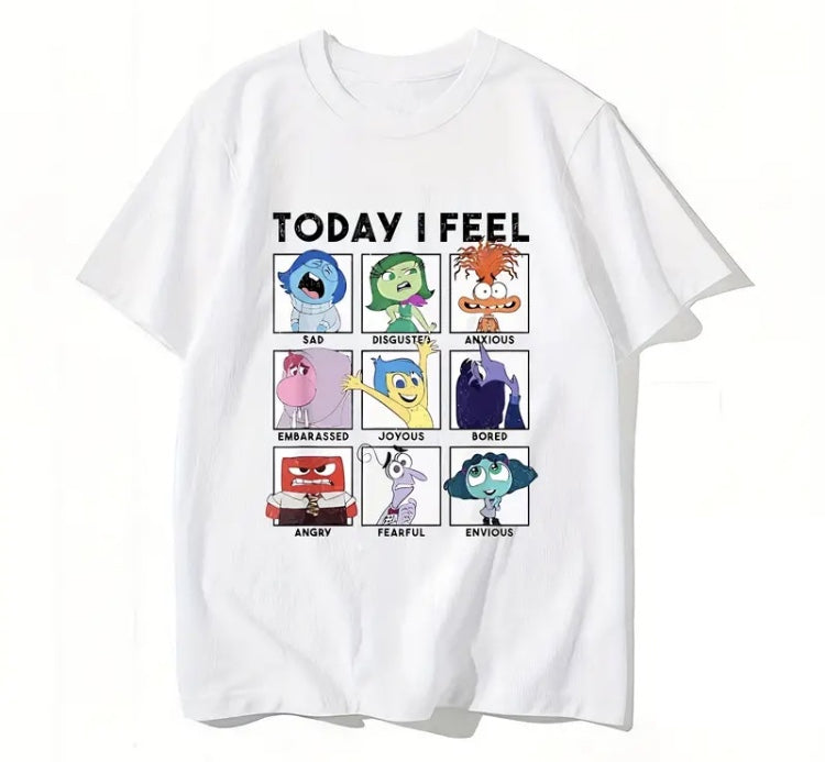 Preorder GT0674 NO MOQ today i feel. Cartoon white short-sleeved top