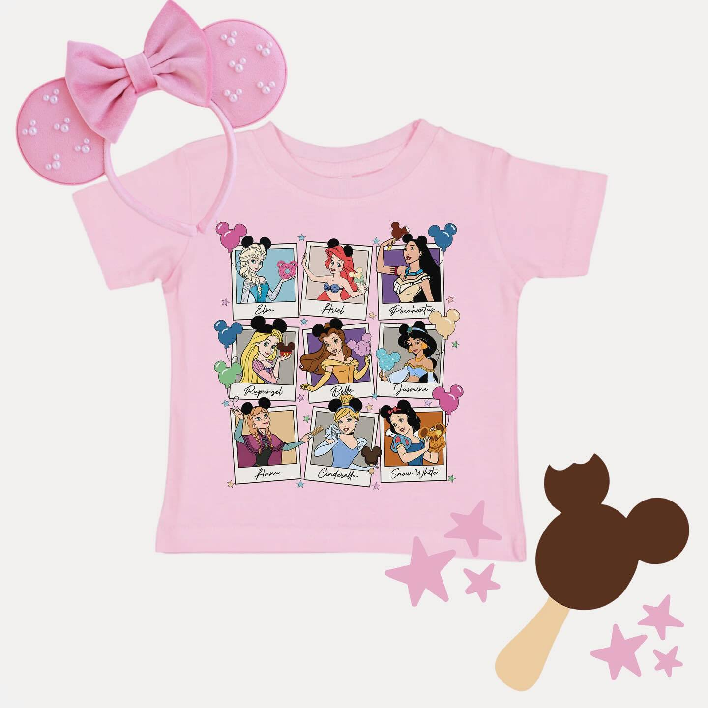 Preorder GT0676 NO MOQ Cartoon Disney Princess Pink short-sleeved top