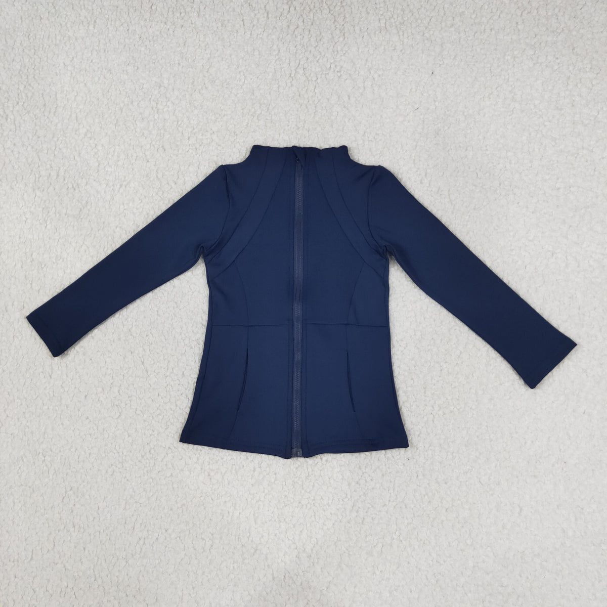 GT0677 Solid Navy Color Sports Yoga Girls Zip Coat
