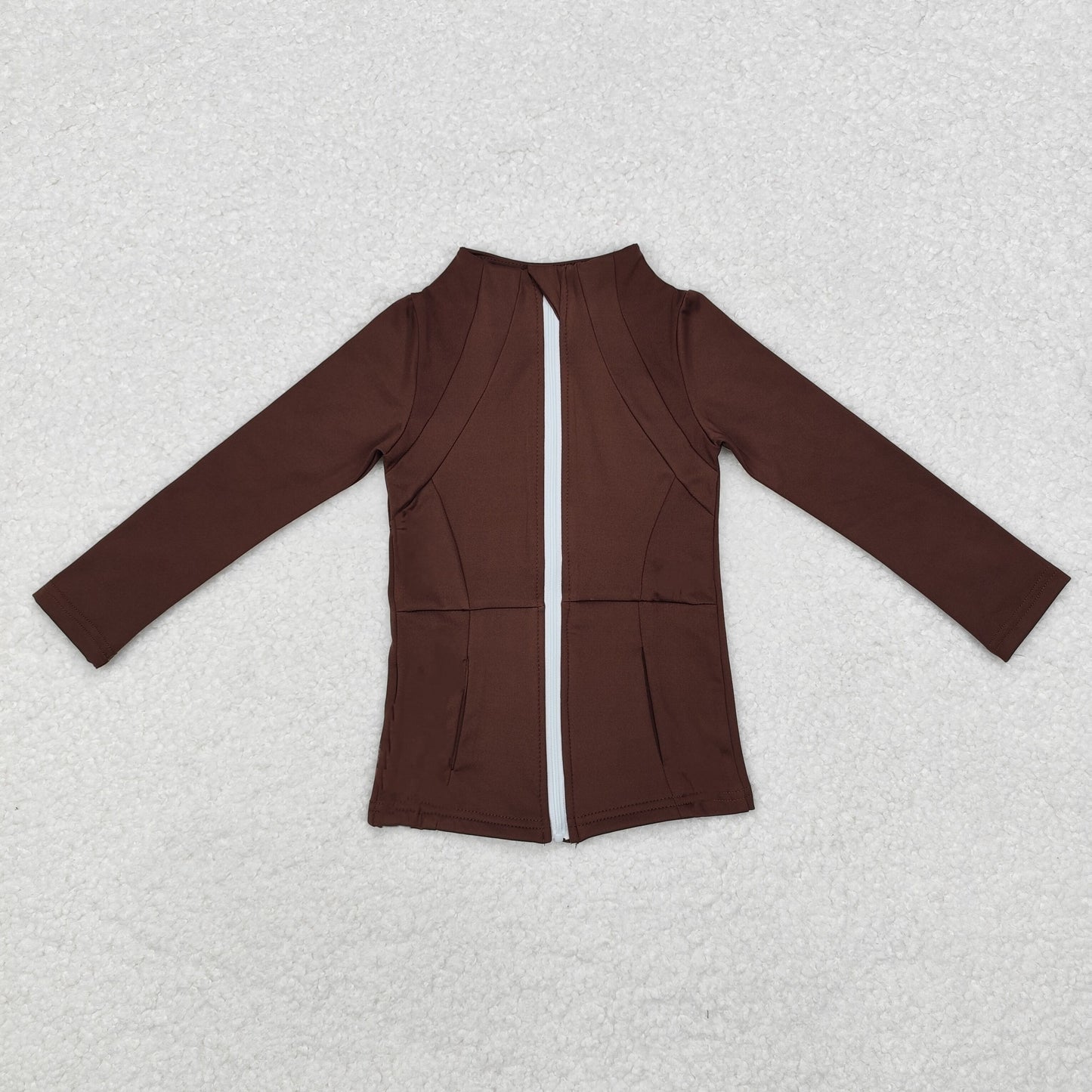 GT0678 Brown yoga jacket with long sleeves and zippers