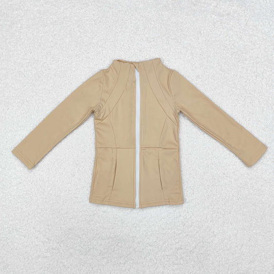 GT0681 Beige yoga jacket zipper long sleeve top