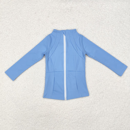 GT0684 Blue yoga dress zip-up long-sleeved top