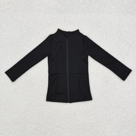 GT0685 Black yoga jacket with long sleeve zipper