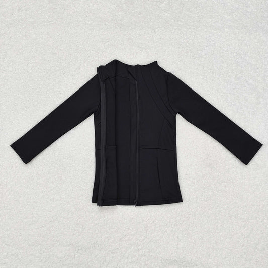 GT0685 Black yoga jacket with long sleeve zipper