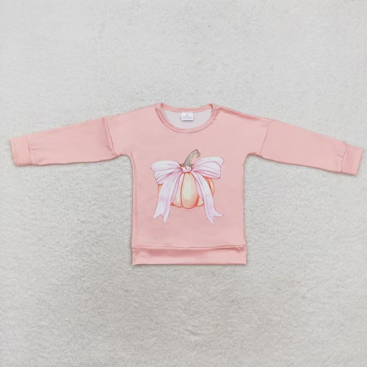 GT0692 Bow pumpkin pink long-sleeved top
