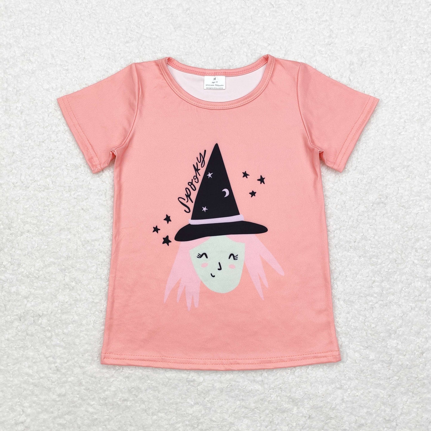 GT0697 spooky Witch pink orange short sleeve top