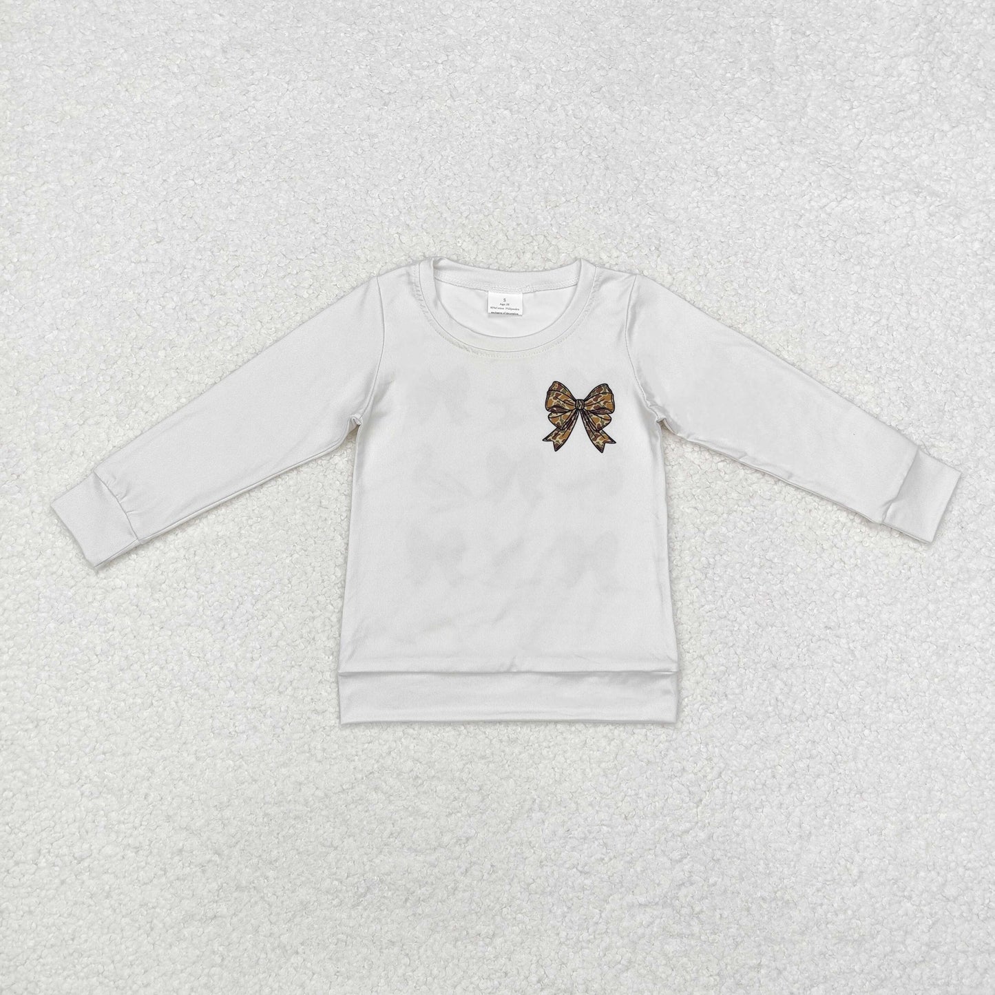 GT0759 Duck Hunting Bow Pattern White Long Sleeve Girls Top RTS 202509