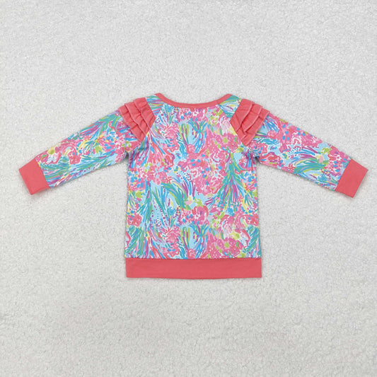 GT0766 Seaweed Pink Ruffle Long Sleeve Girls Top RTS 202509