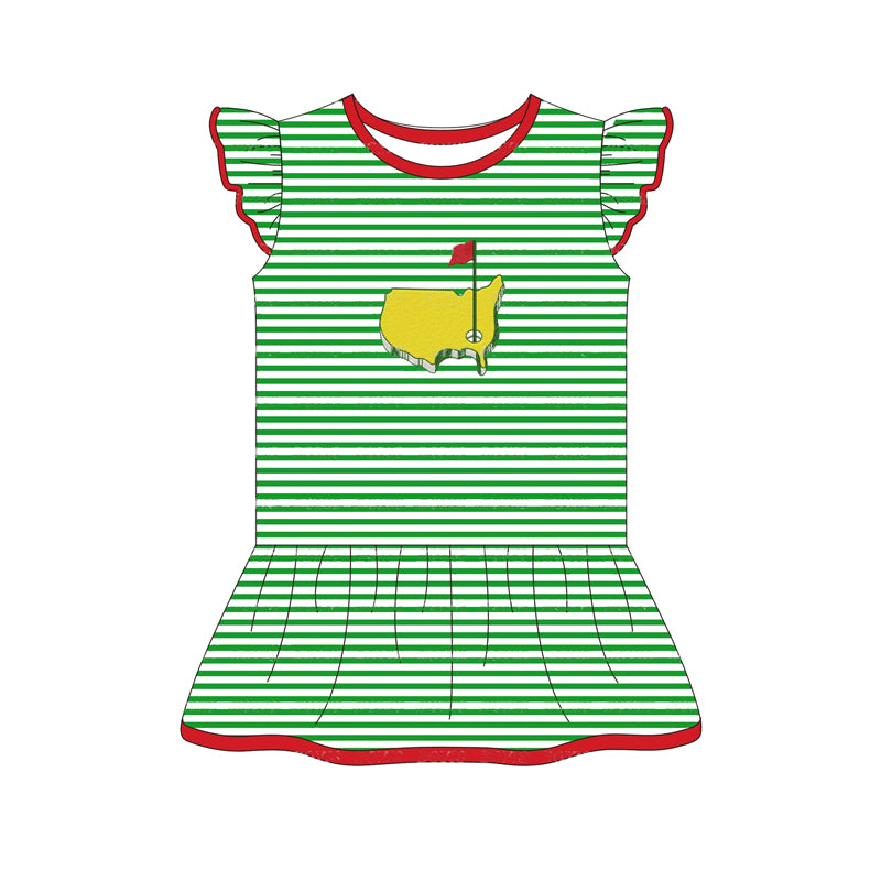 Preorder GT0771 Red Flag map Golf course Green striped flying sleeve top