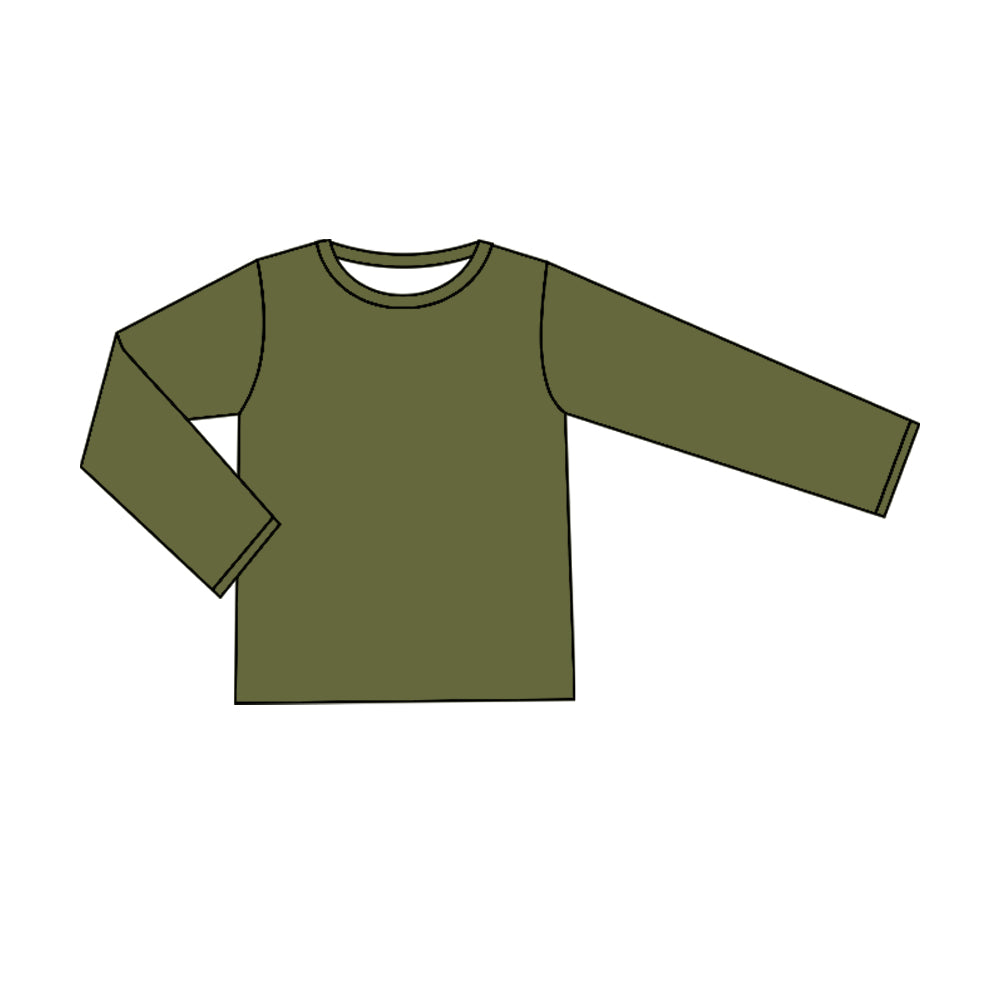 Preorder GT0783 Solid color army green long sleeve top high quality wholesale