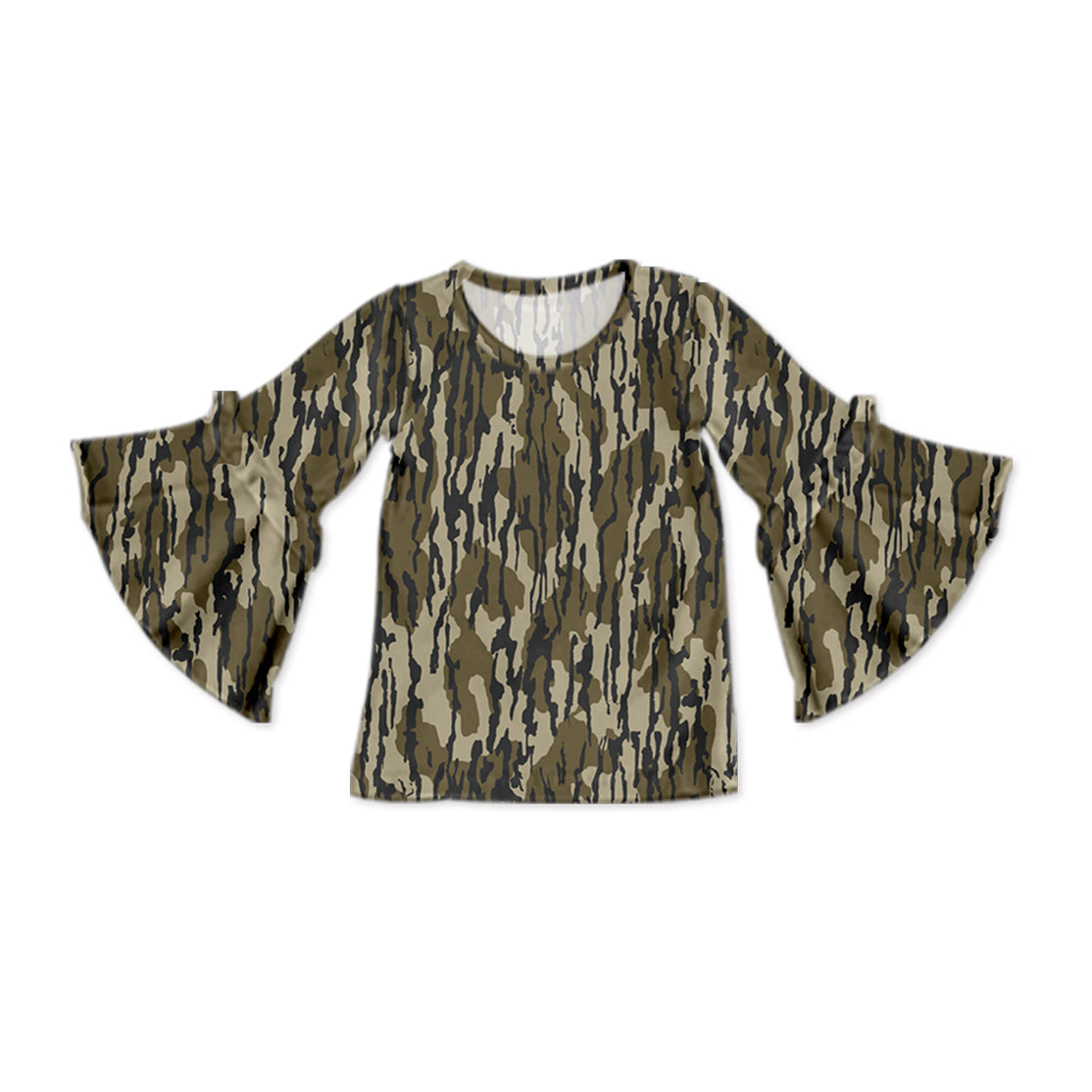 Preorder GT0787 Camouflage army green flared sleeve long sleeve top high quality