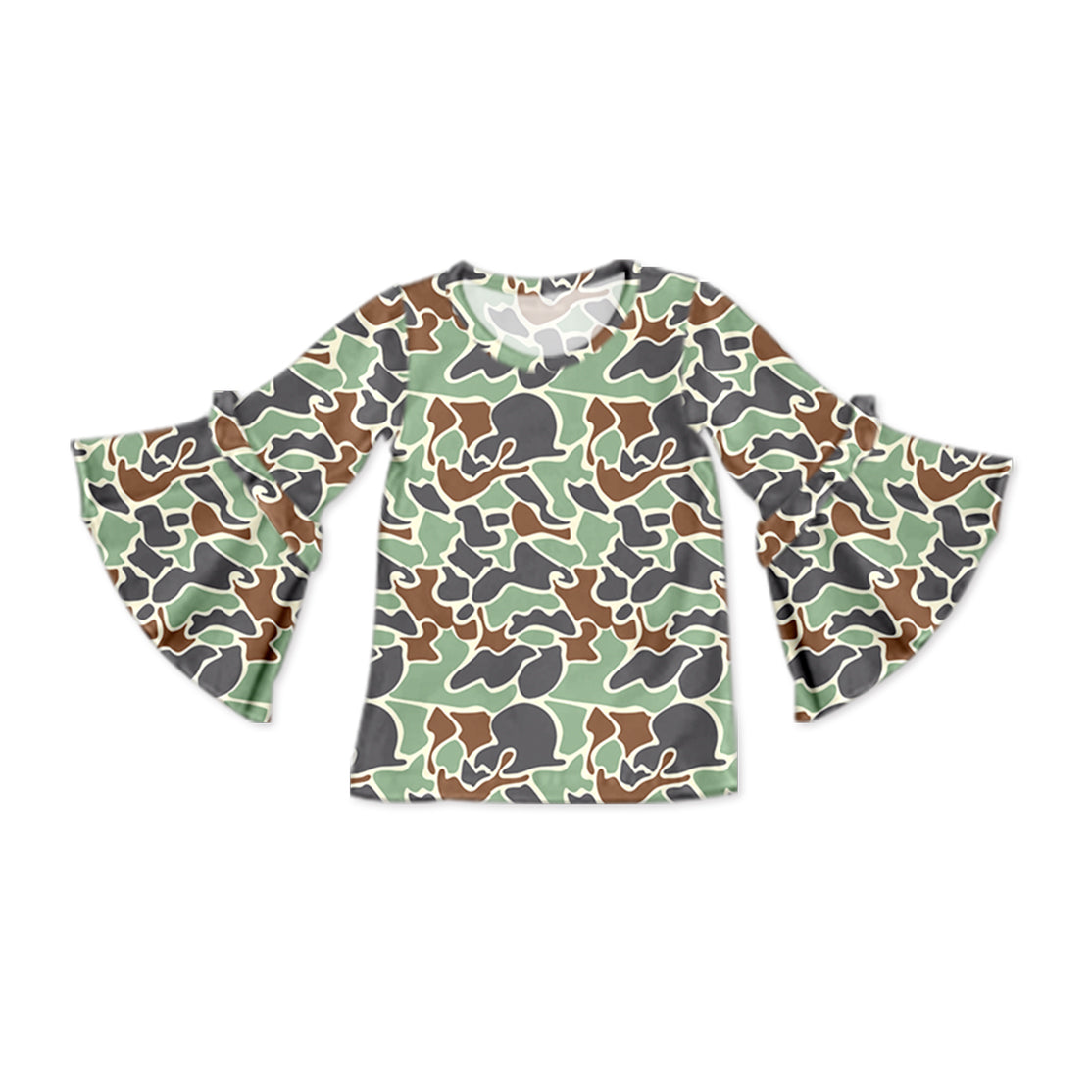 Preorder GT0790 Camo flared sleeve long sleeve top high quality