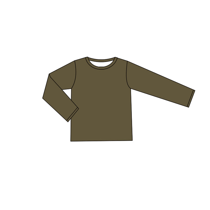 Preorder GT0799 Solid dark army green long-sleeved top