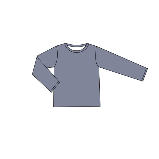 Preorder GT0801 Solid gray blue long sleeve top