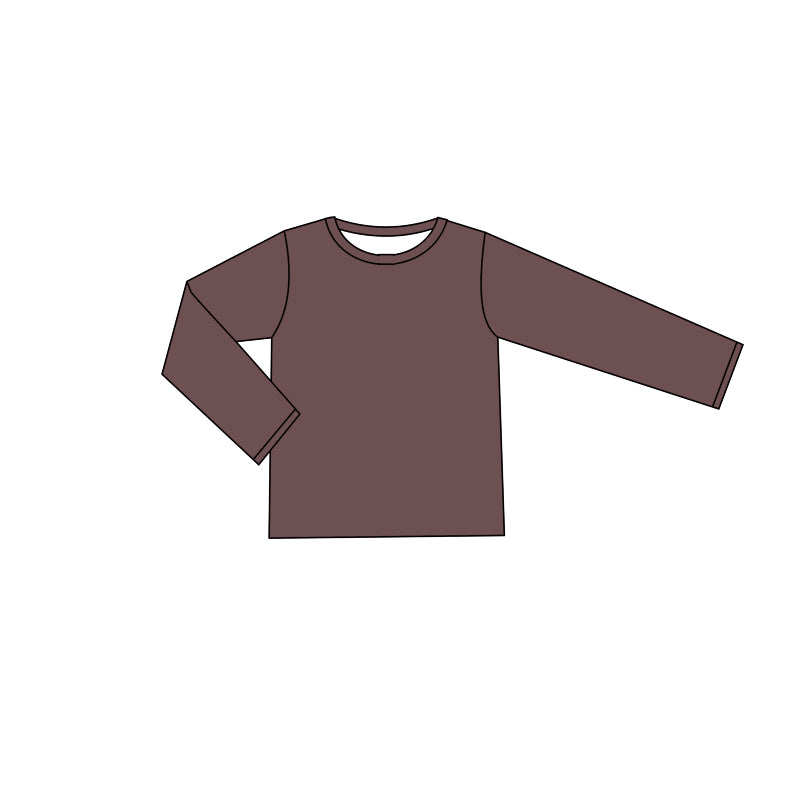 Preorder GT0803 Solid color reddish-brown long-sleeved top