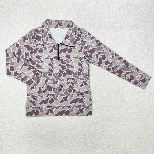 GT0827 Adult Female Camouflage Zipper Collar Long Sleeve Top RTS 202510