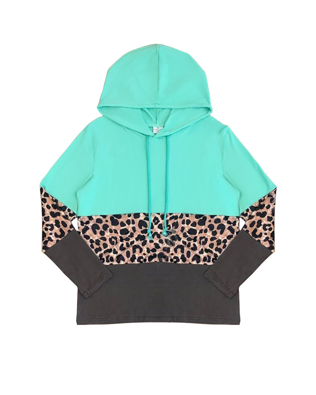 Preorder GT0845 Leopard print gray-green hooded long-sleeved top for adult women