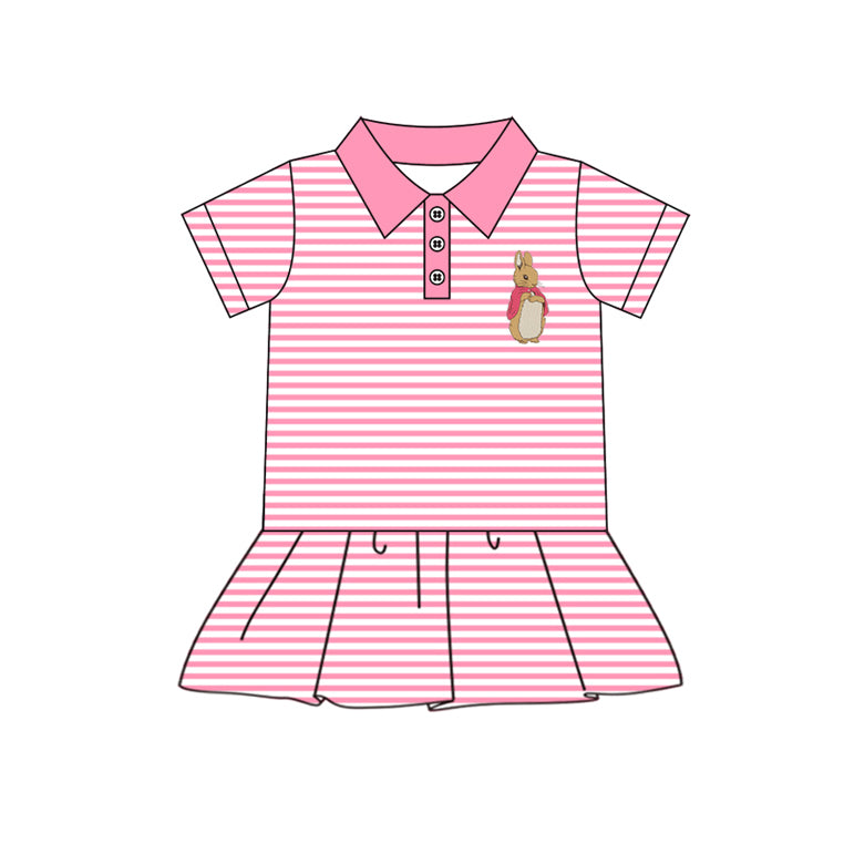 Preorder GT0847 Easter Bunny pink striped short-sleeved top