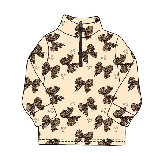 Preorder GT0852 Camouflage bow pattern beige zip-up long-sleeved top