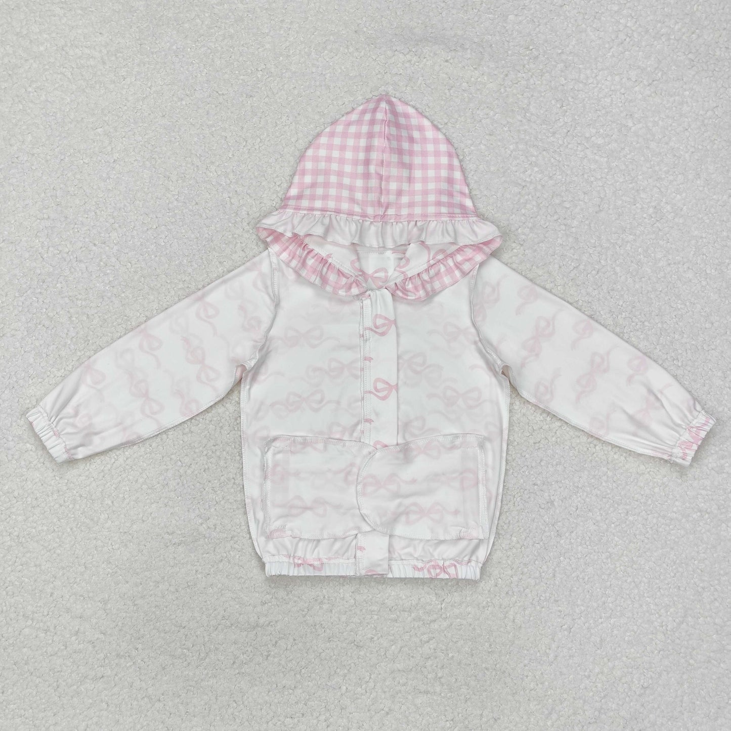 GT0873 Bows Pink Plaid Ruffle Long Sleeve Girls Top  Hoodie RTS 20241130