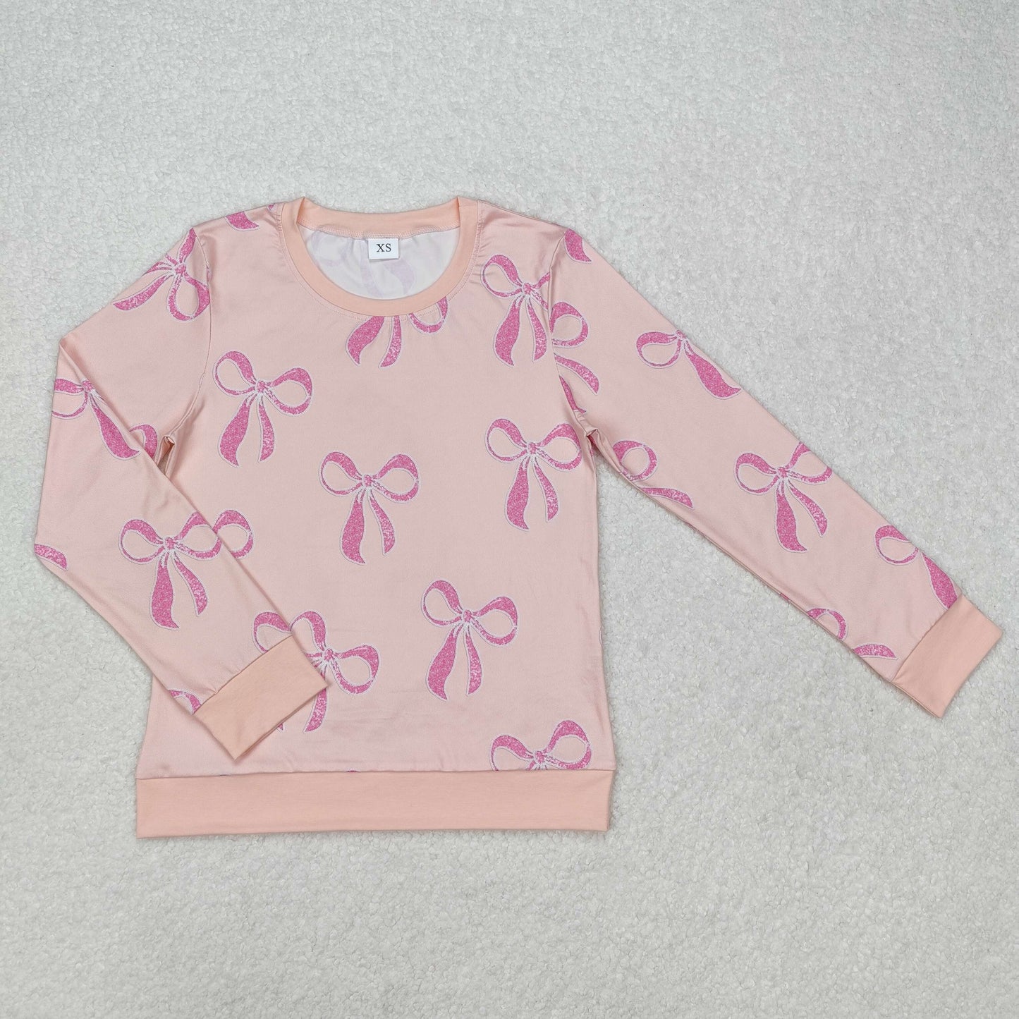 GT0878 Adult Girl outfit Light Orange Pink O-Neck long sleeve top Girl boutique outfit RTS 202412