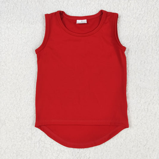 GT0981 Pure Red Yoga Milk Silk Sleeveless Top Shirts Girls Boutique clothes  202505 RTS