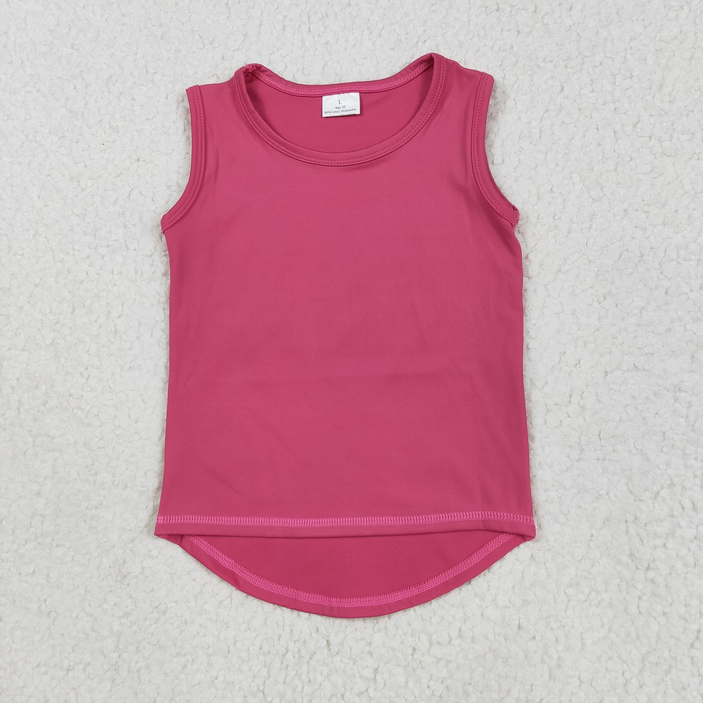 GT0982 Pure Rose Red Yoga Milk Silk Sleeveless Top Shirts Girls Boutique clothes  202505 RTS