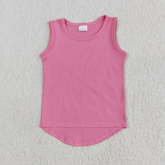 GT0983 Pure Pink Yoga Milk Silk Sleeveless Top Shirts Girls Boutique clothes  202505 RTS