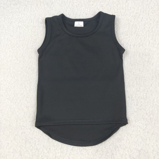 GT0987 Pure Black Yoga Milk Silk Sleeveless Top Shirts Girls Boutique clothes  202505 RTS